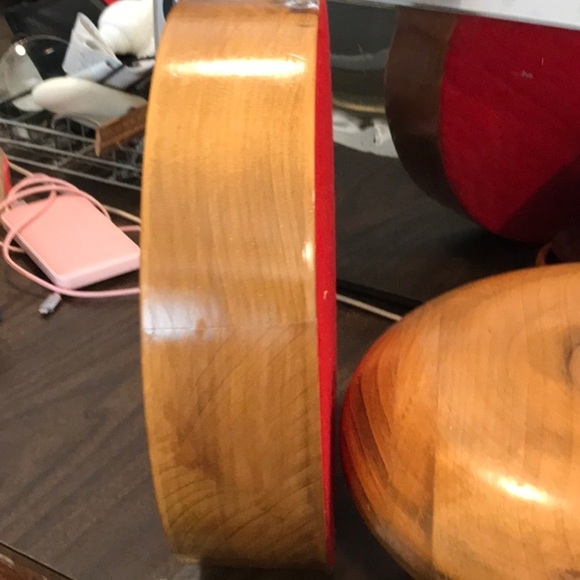 Myrtle Wood Turned Lidded Bowl with Mirror Red Felt Lining Made in Oregon - Picture 10 of 11